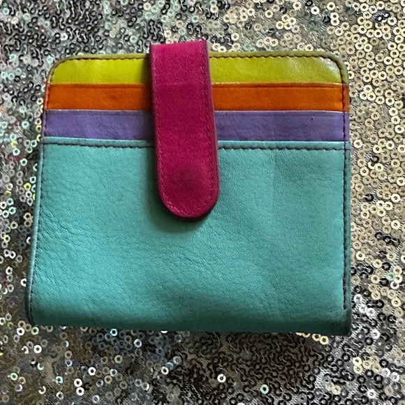 Colorful Bi-Fold Genuine Leather Cards Wallet For Women - Picture 2 of 16